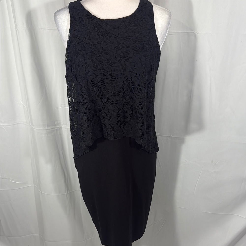 WYATT Black Lace Overlay Dress Size Small